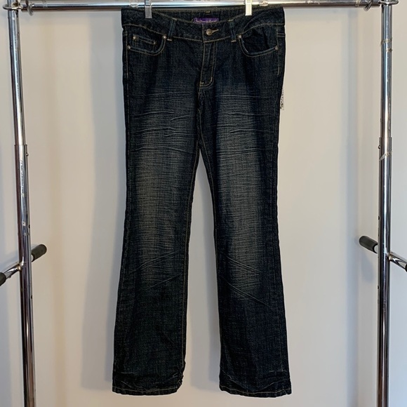 Drama Gold Bootleg Jeans Embroidered NWT Waist 32 9/10 Y2K - Picture 1 of 6